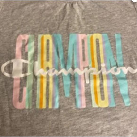 Champion Authentic Athleticwear Gray Pastel Logo Graphic T-Shirt Girls Small - Picture 3 of 5